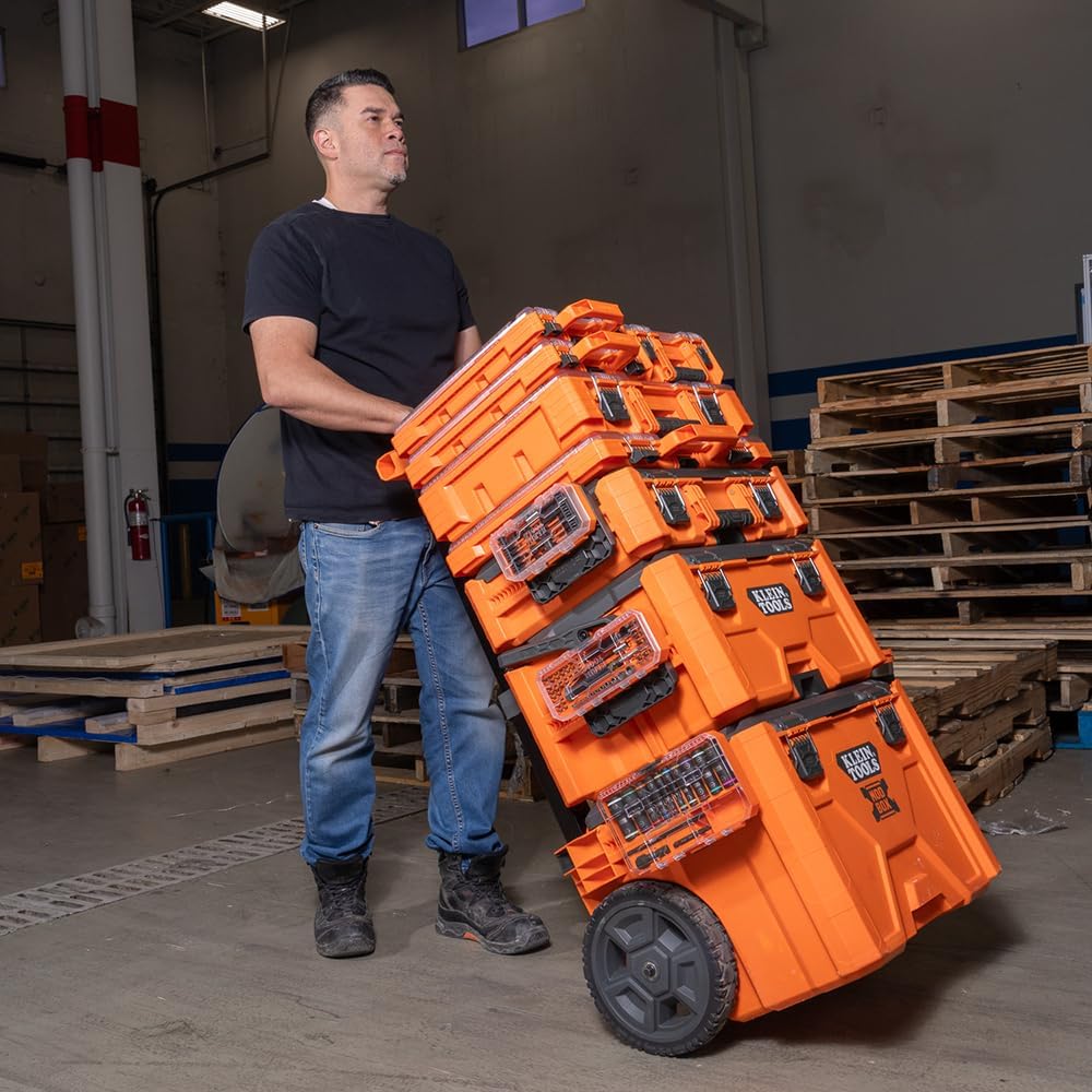  Klein Tools 54810MB MODbox Lot De 4 Bacs De Rechange Modulaires Pleine Ou Demi-largeur Pour Boîtes De Composants Courts, Organiseur De Petites Pièces