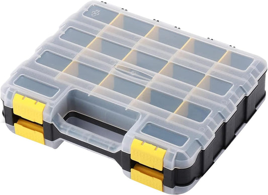 GENERIC Petite Boîte à Outils – Double Face 34 Compartiments Pour Vis, Clous, Boulons, Boulons, Forets, Douilles, Petites Pièces, Perles, Bijoux | Transparent Et Flexible Avec Sécurisé, Organiseur