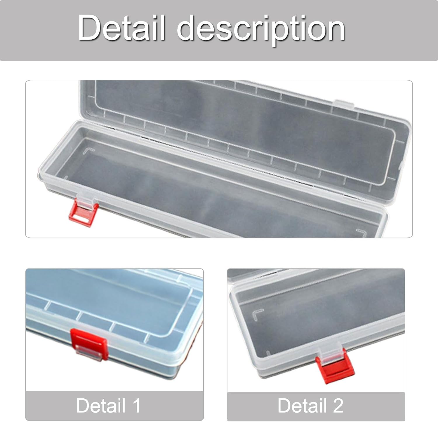  Boîte à Outils En Plastique De 35,5 Cm Avec Couvercle Transparent Rectangulaire Long Boîtier De Rangement Grand Compartiment Pour Pièces Récipient D'organisation