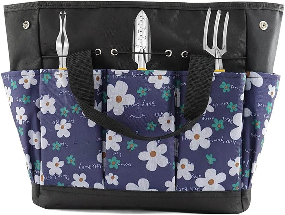  Sac à Outils De Jardin à Imprimé Floral Avec Plusieurs Poches De Rangement, Organiseur Fourre-tout Oxford 600D, Pour Kit De Jardinage Léger, Sac Portable Résistant (B)