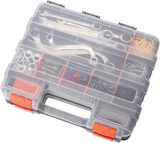 GENERIC Boîte De Rangement à Outils, 34 Compartiments Transparents | Boîte à Outils Pour Atelier, Garage, Maison, Boulons, écrous, Perceuses, Petites Pièces, Bijoux