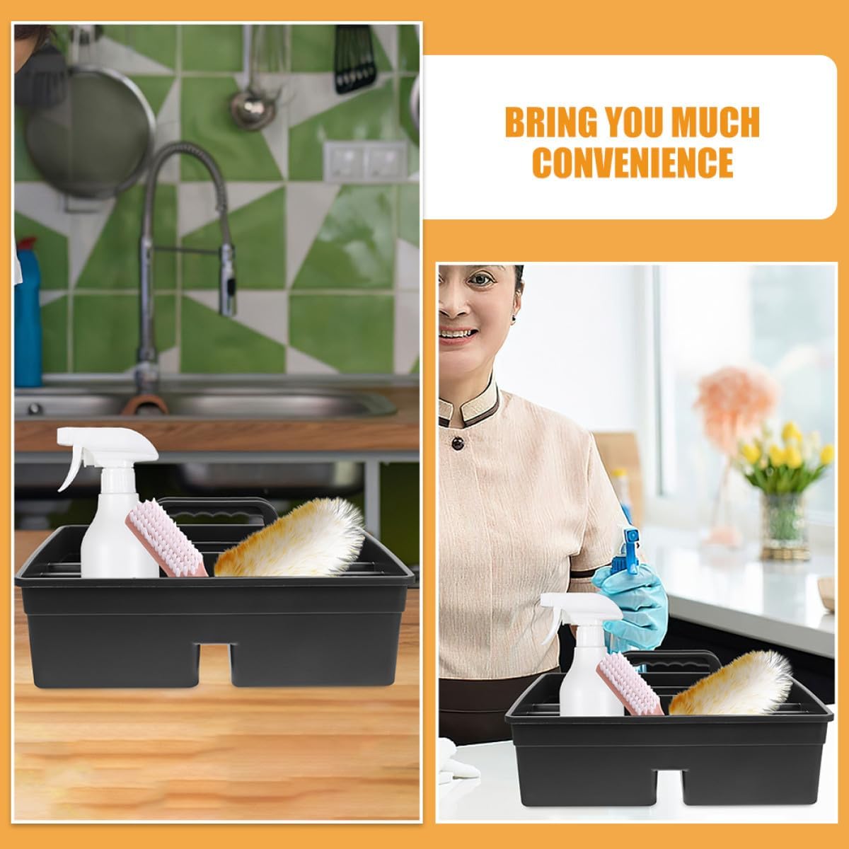  Jojofuny Panier De Rangement En Plastique 2pcs Poignées, Compartiments Multicouches Étanches, Design Splashproof Pour Accès Facile Aux Outils De Nettoyage