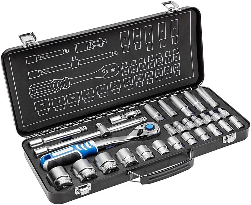  Högert Technik - Trousse à Outils, Coffret D'Outils 3/8" - HT1R465, 36 Pièces