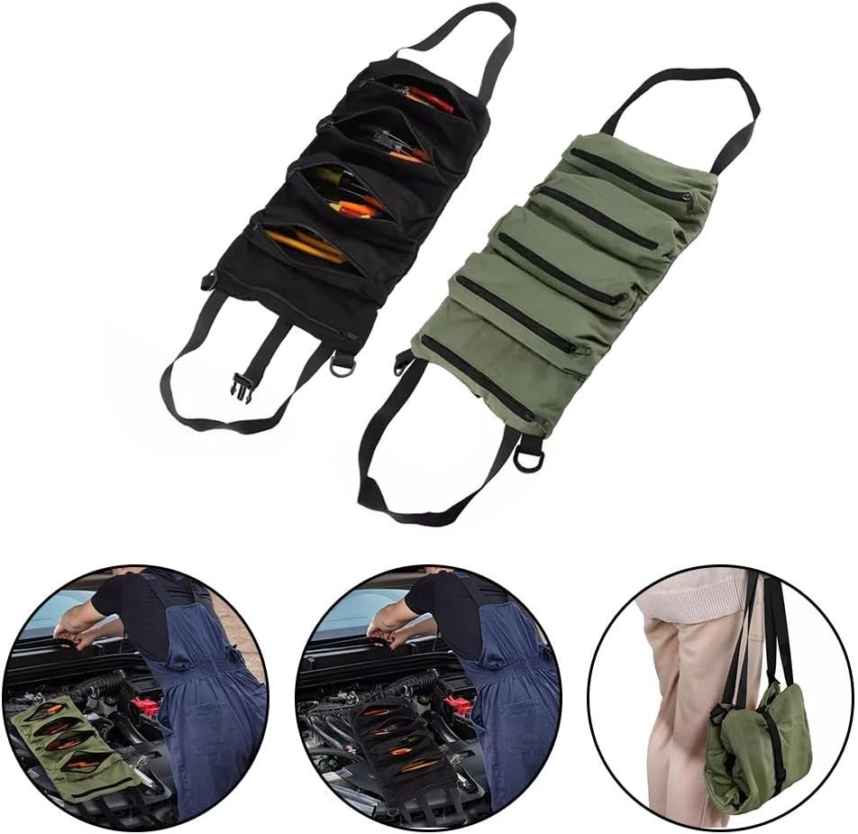  Sac à Outils Robuste En Tissu Oxford Avec 5 Poches Pour Le Rangement Des Clés, Organiseur Multifonction à Suspendre Pour Siège De Voiture Et Atelier, Noir