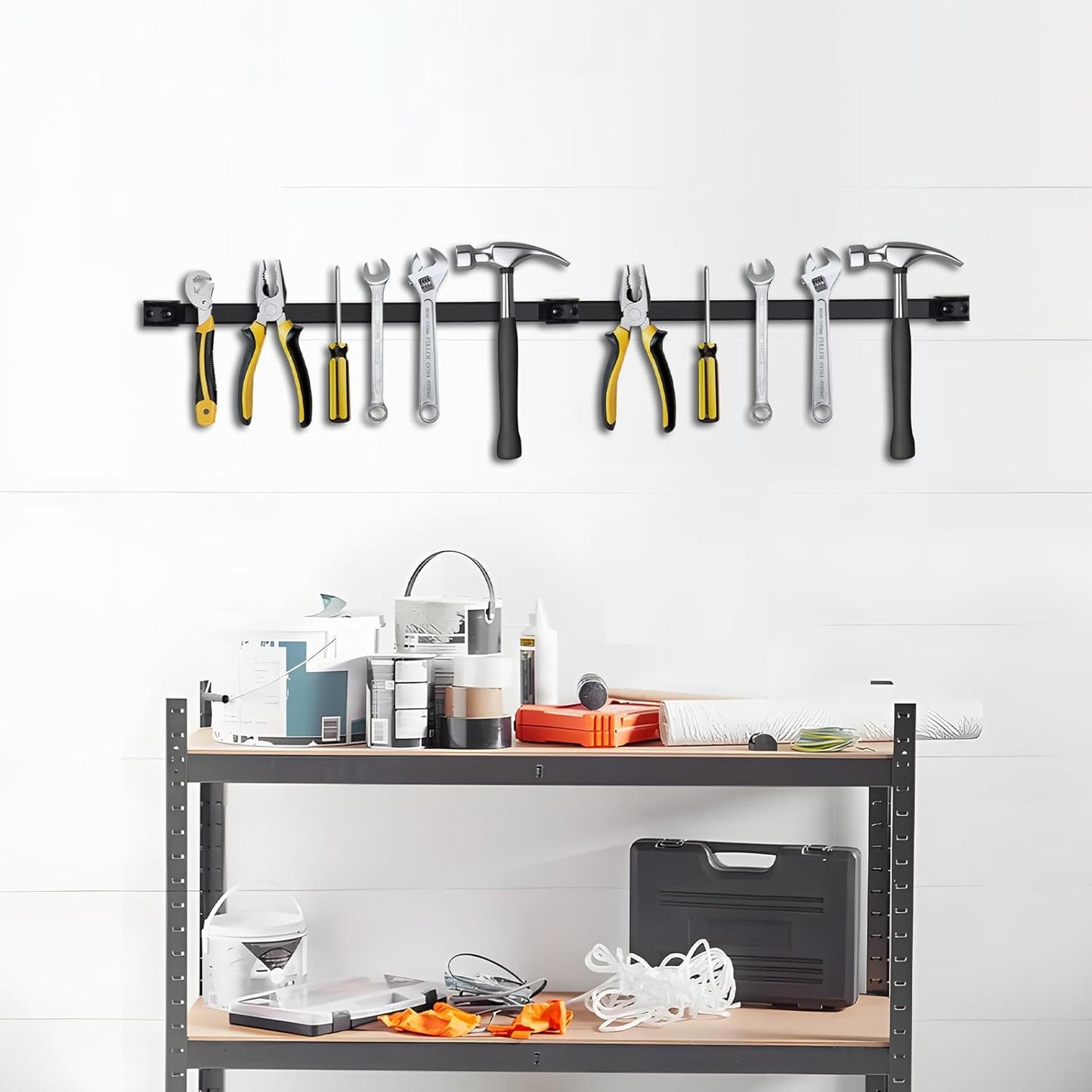  Lot De 5 Porte-outils Magnétiques Avec Bande Magnétique Revêtue De PVC Pour Organisation De Garage, Organisation De Magasin. Barre Magnétique Pour Outils De 152,4 Cm (5 X 12)