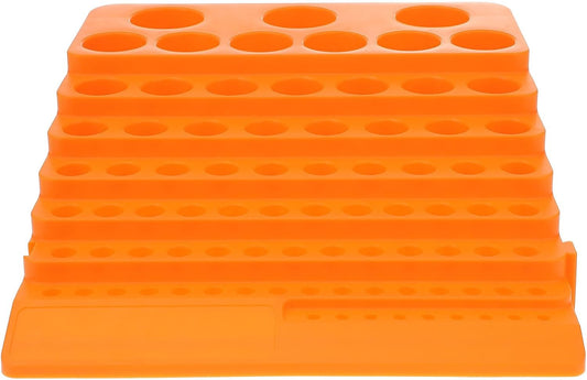  STOBAZA Organisateur De Forets 84 Trous En Abs Orange Pour Fraises Et Forets, Support De Rangement Robuste Et Gain De Place Pour Perceuses Et Fraiseuses