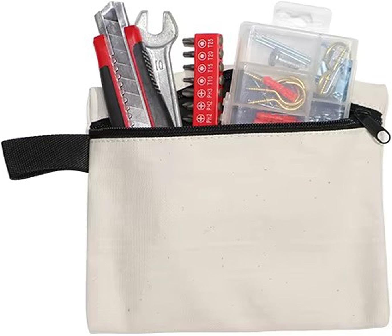 Generic Sacoche à Outils Multifonctionnelle Et Portable Pour Tournevis Et Outils De Et De Camping, Toile Blanche 18x15cm