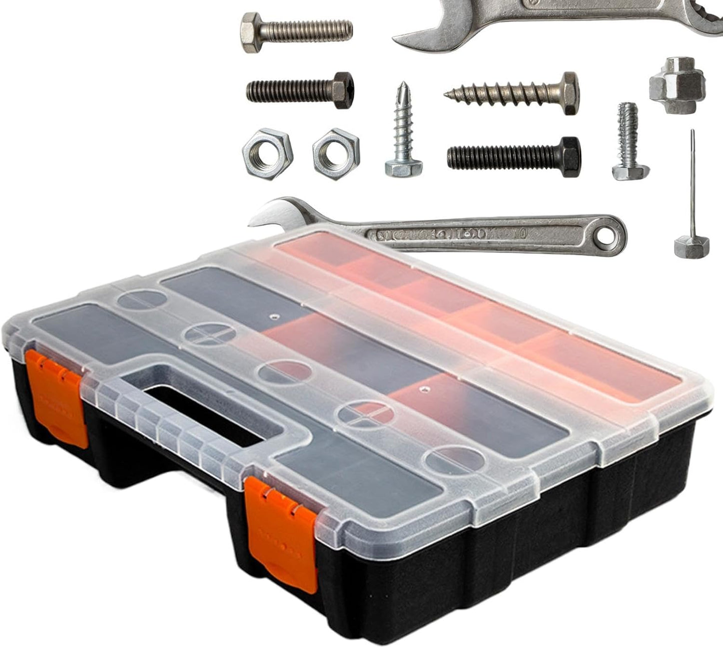 GENERIC Boîte à Outils – 21 Compartiments Emboîtables Amovibles | Boîte De Rangement – Pour Petites Pièces, Attaches, Matériel De Pêche, Garage, Atelier, Studio