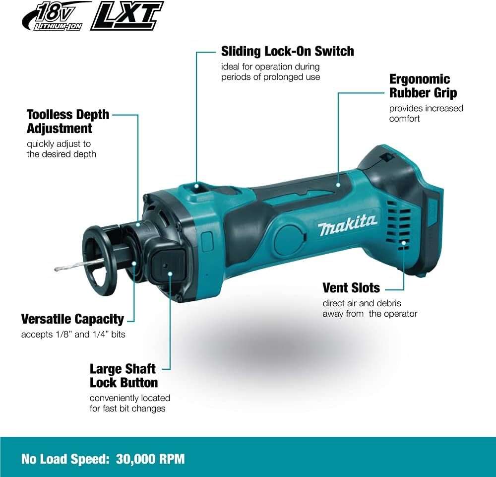  Affleureuse Plaque De Plâtre 18 V Li-Ion Ø 6,35 Mm (Machine Seule) - MAKITA DCO180Z & Coffret Empilable Robuste Makpac Taille 3 - MAKITA 821551-8