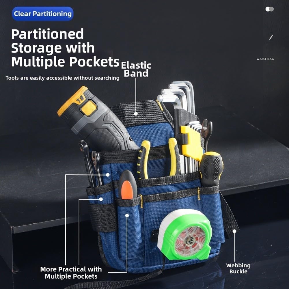  Sac Banane Multifonction En Toile Avec Compartiments Organisés Pour électriciens Et Plombiers Avec Ajustement Réglable Noir Taille L