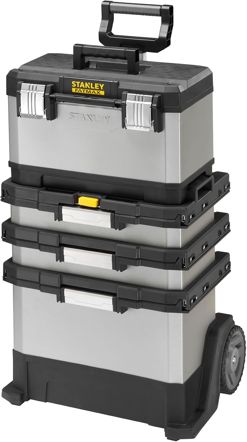  Stanley Fatmax 1-95-622 Servante D'Atelier Sur Roulettes Métal/Plastique - Gamme Fatmax & Stanley 1-94-745 Organiseur Sort Master 17 Compartiments - 8 Intercalaire Mobile