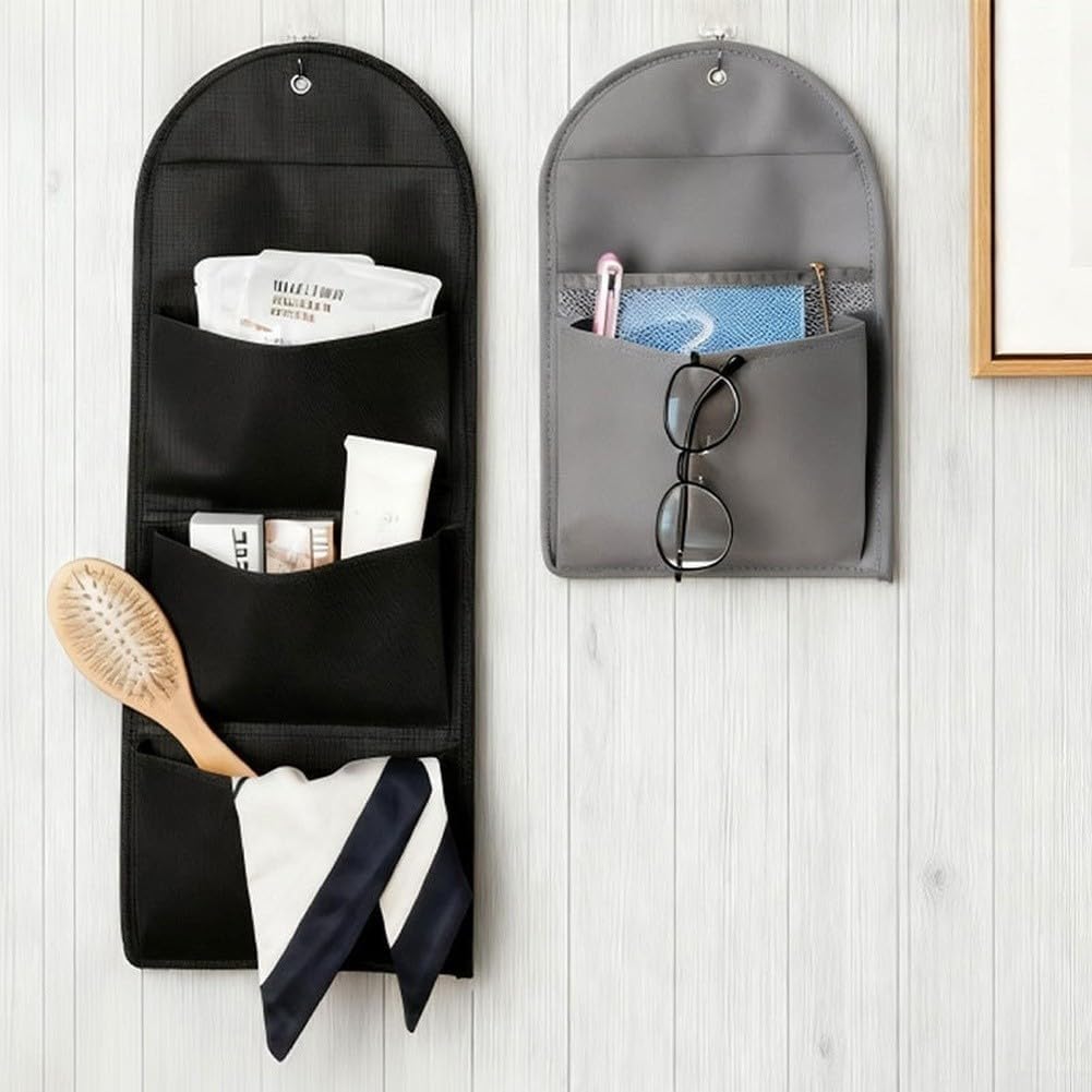  Sac De Rangement Mural à Suspendre Pour Clés, Cosmétiques, Bijoux Avec Plusieurs Poches En Tissu Non Tissé Pour Dortoir, Cuisine, Salon, Chambre à Coucher, Porte, Armoire, Placard, Gris 34 X 22 Cm