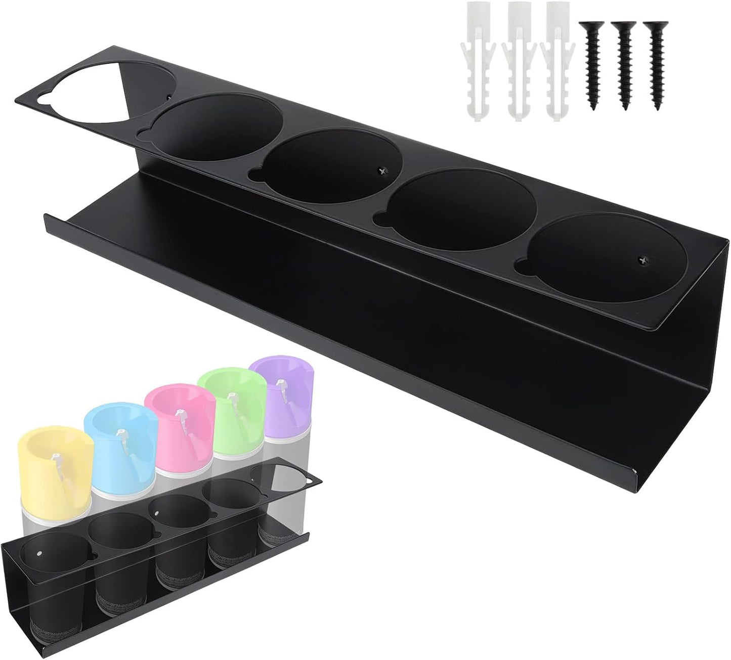 GENERIC Organiseur De Peinture En Aérosol, Support De Lubrifiant, Construction En Acier Robuste, Support Mural, Garage Atelier, 42 X 9 X 10 Cm, Noir, 1 Pièce