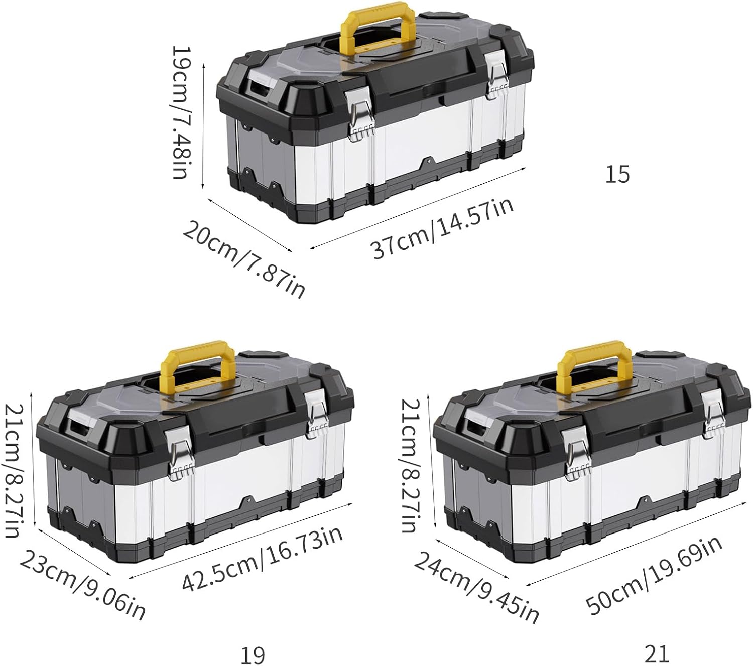  Mallette De Rangement D'outils En Acier Inoxydable Avec Plusieurs Compartiments Pour Automobile - Boîte à Outils Résistante Aux Chocs