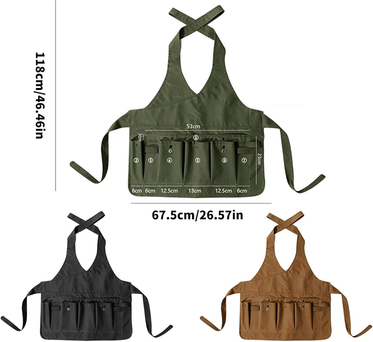  Tablier De Travail Professionnel Pour Jardinier Avec Poches à Outils Spacieuses, Sangle De Taille Confortable, Ceinture Réglable, Accessibilité à La Ferme, Tablier De Jardin