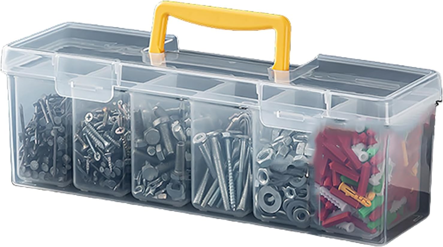  Boîte à Outils Robuste Avec Séparateurs Amovibles - Boîte De Rangement Transparente Pour Atelier, Garage, Usage Domestique - Boîte De Rangement Transparente Avec Poignée