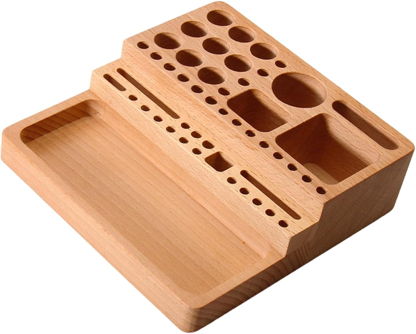  Organisateurs à Outils En Cuir De Hêtre Avec Plusieurs Emplacements Pour Travaux Manuels Et Rangement Efficace D'atelier. Boîte à Outils En Bois