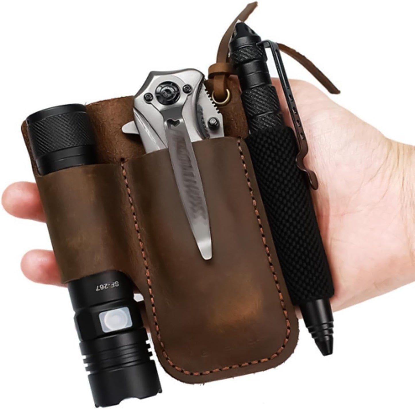  Sac à Outils En Cuir | Porte-outils Rétro En Cuir | Sac à Outils Pour Homme - Pour Cutter, Stylo D'écriture, Lampe De Poche, Bricolage, Construction, Plombier, Travail Du Bois, Travail Et Récolte