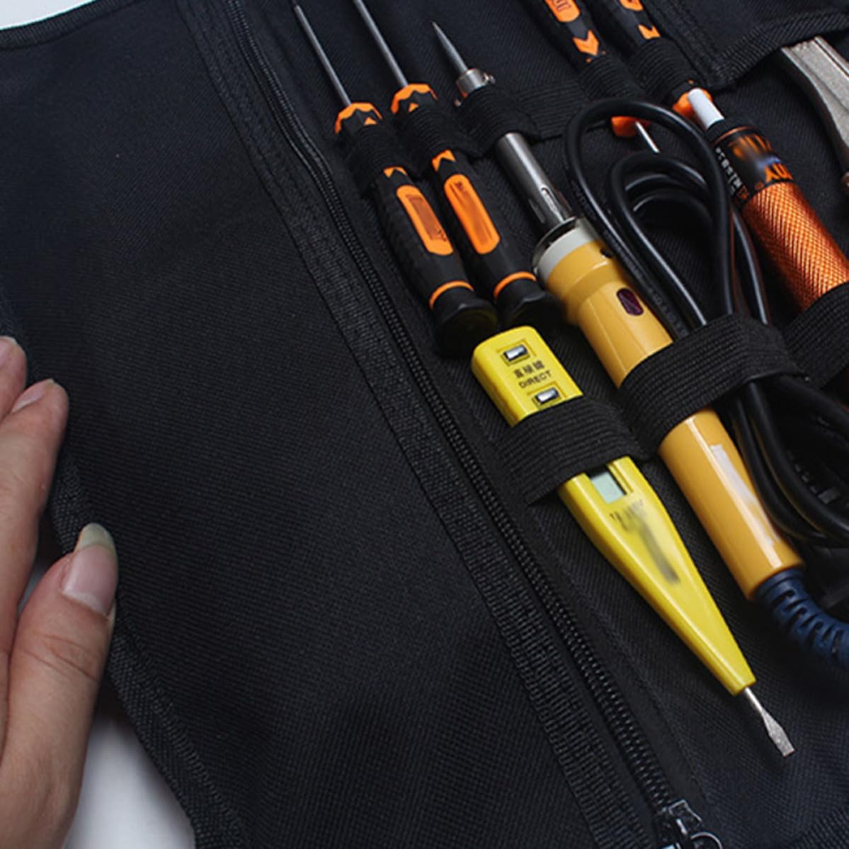  Healeved Pochette à Fermeture Éclair Noire Étanche Pour Outils Protection Antirouille En Tissu, Organisateur Compact Enroulable Pour Camping Et Petits Outils