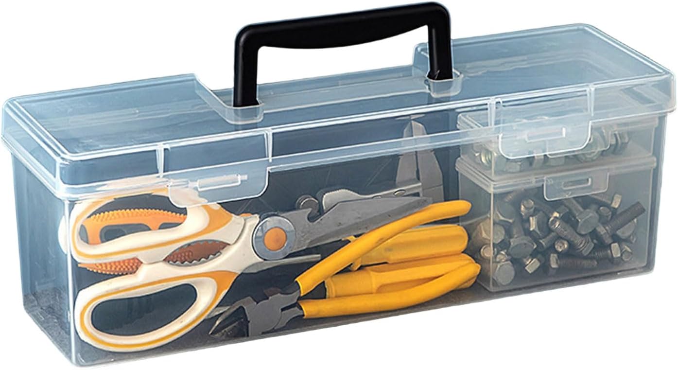  Boîte De Rangement Transparente Polyvalente Pour Outils De Réparation à Domicile, Poignée De Transport Facile Et Boîte à Outils De Construction En Plastique, Boîte De Rangement Pour Outils