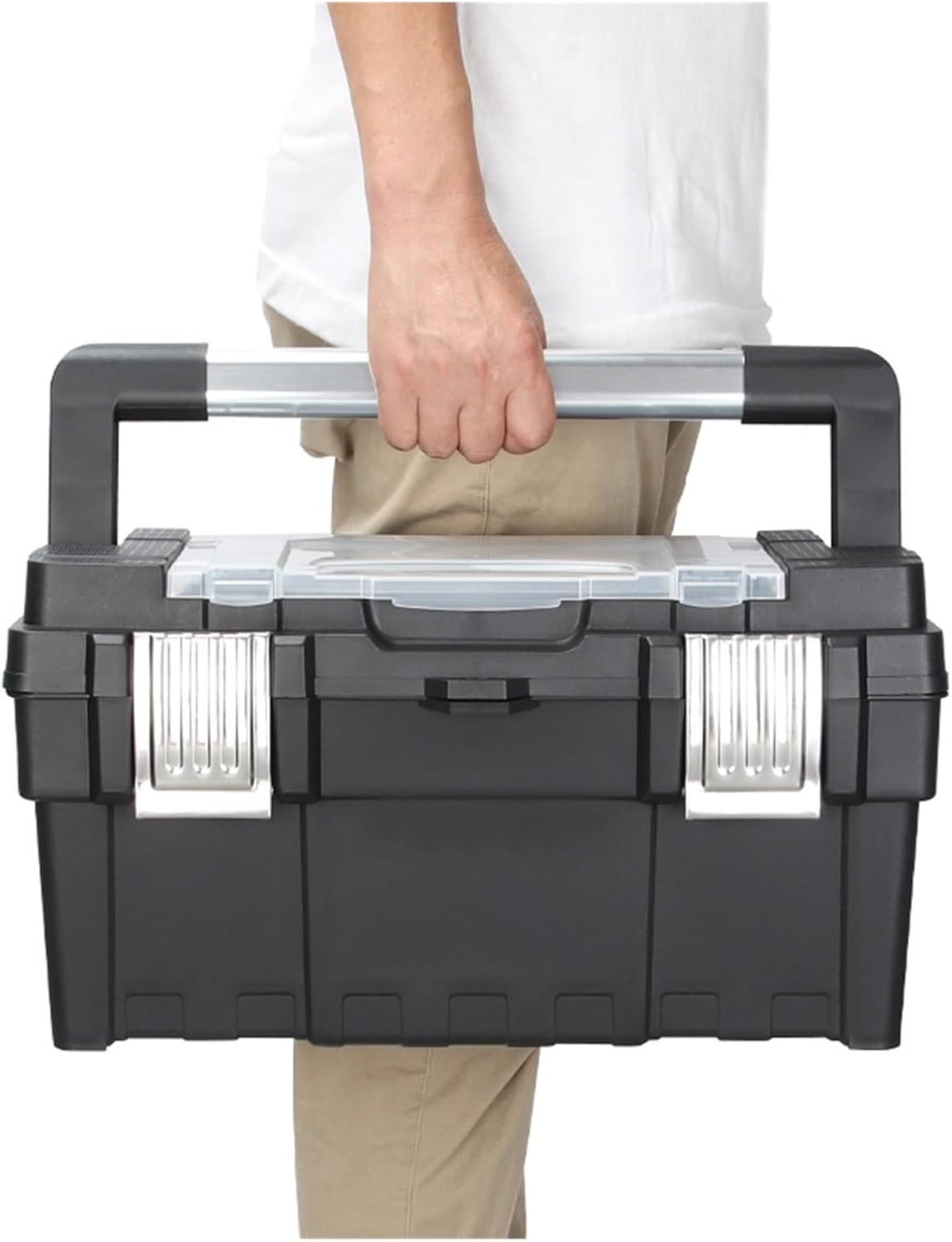  Coffret à Outils Boîte De Rangement Polyvalente En Alliage à Longue Poignée, Boîte Outils Domestique Double Portable Plastique(Petit)
