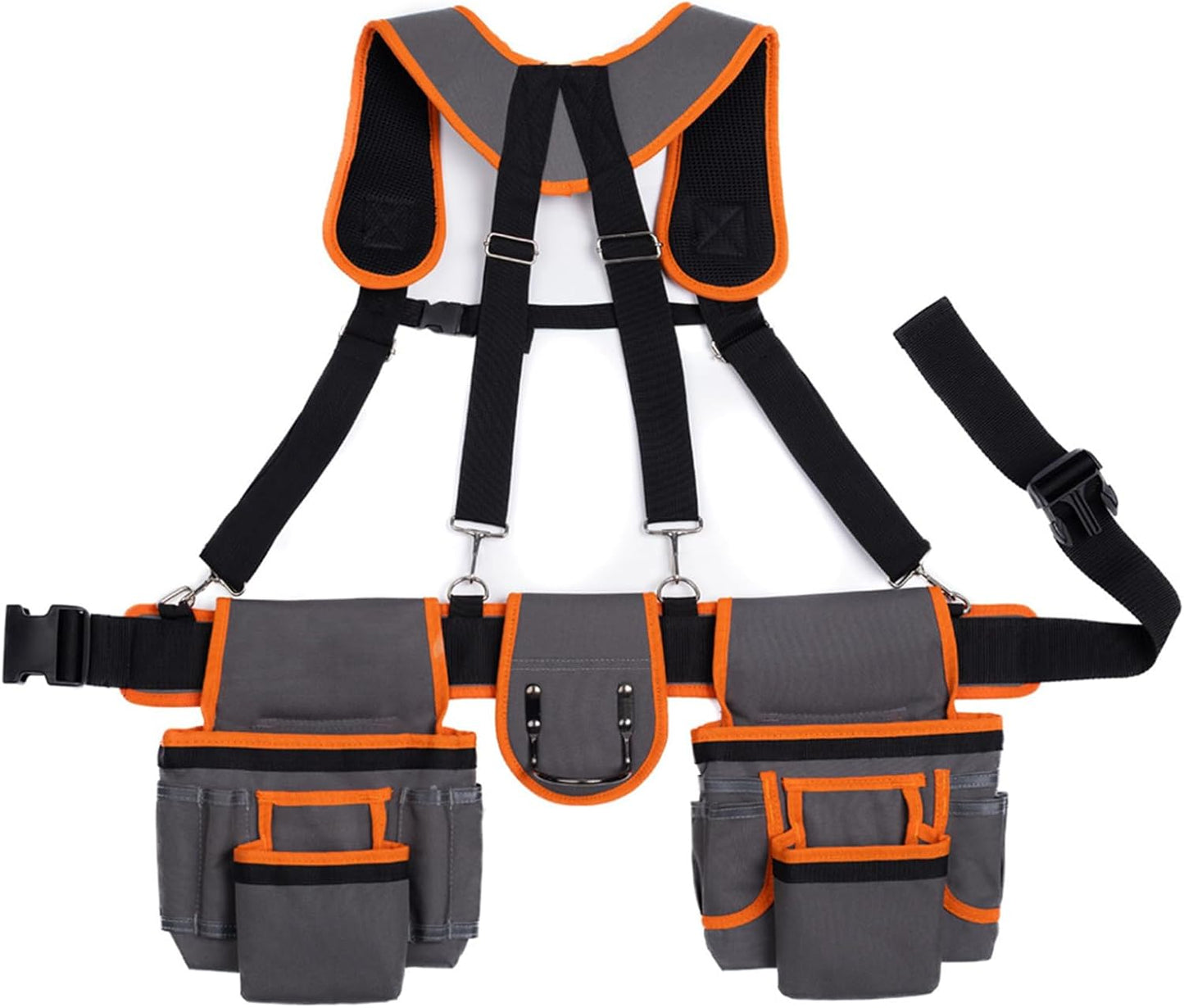  Ceinture à Outils Renforcée - Organisateur De Ceinture Porte-Outils - Ceinturon Réglable Avec Bretelles Et 19 Poches Pour Les Sites De Construction Réparations De Plomberie Installations