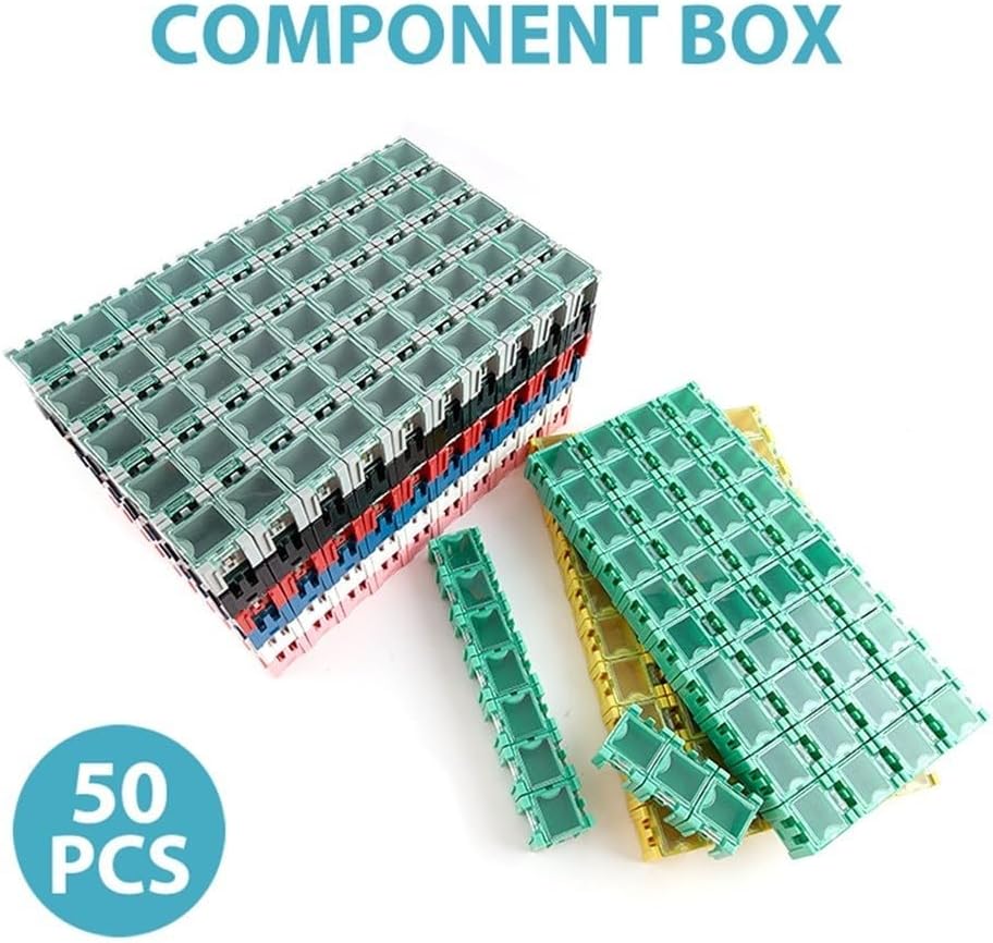  Lot De 50 Boîtes De Rangement Empilables Pour Pièces électroniques, Résistances, Condensateurs, PCB, Boîtier En Plastique, Pour Rangement D'outils (noir)