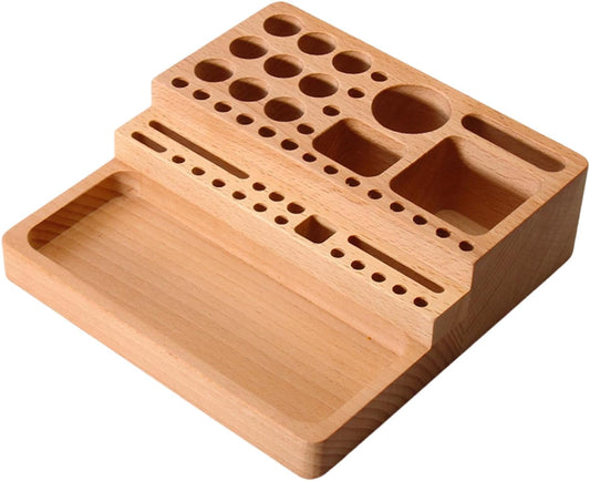  Organisateurs à Outils En Cuir De Hêtre Avec Plusieurs Emplacements Pour Travaux Manuels Et Rangement Efficace D'atelier. Boîte à Outils En Bois