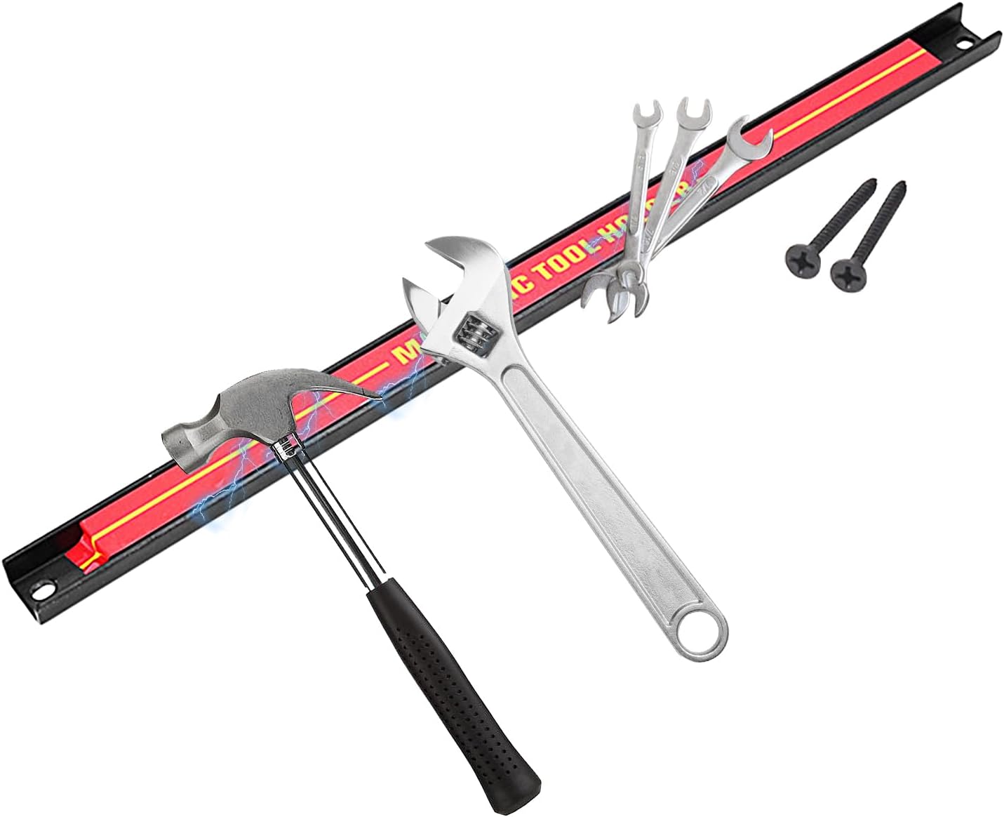  Bande Porte-outils Magnétique, Bande Magnétique Pour Outils - Support à Outils Mural De Grande Capacité,Barre à En Métal Pour Atelier, Maison, Organisateur D'outils Peu Encombrant Po