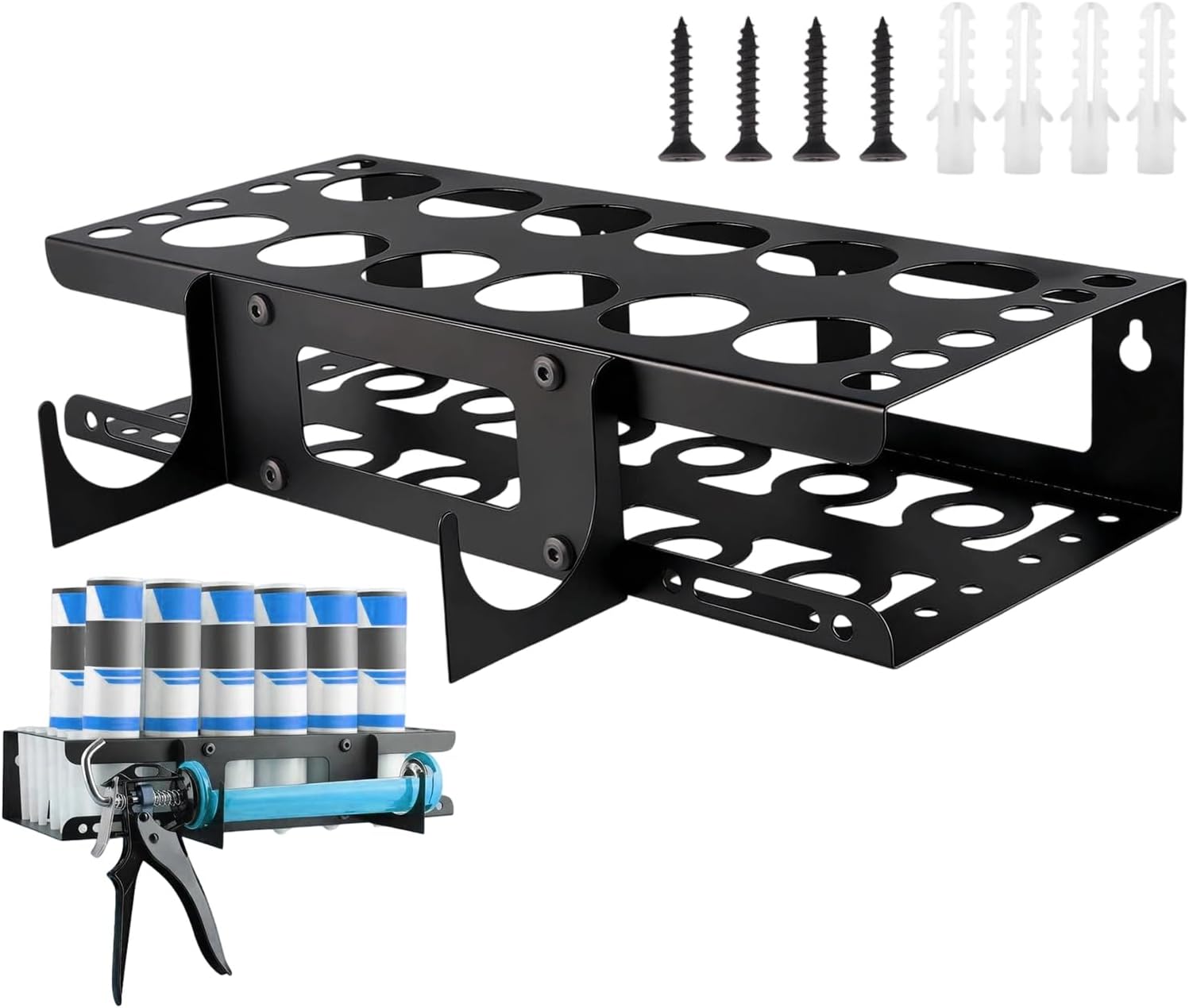 GENERIC Support De Rangement Mural à 12 Emplacements Pour Outils De Calfeutrage à La Main | Pour Salon, Dortoir, Atelier De Réparation à Domicile