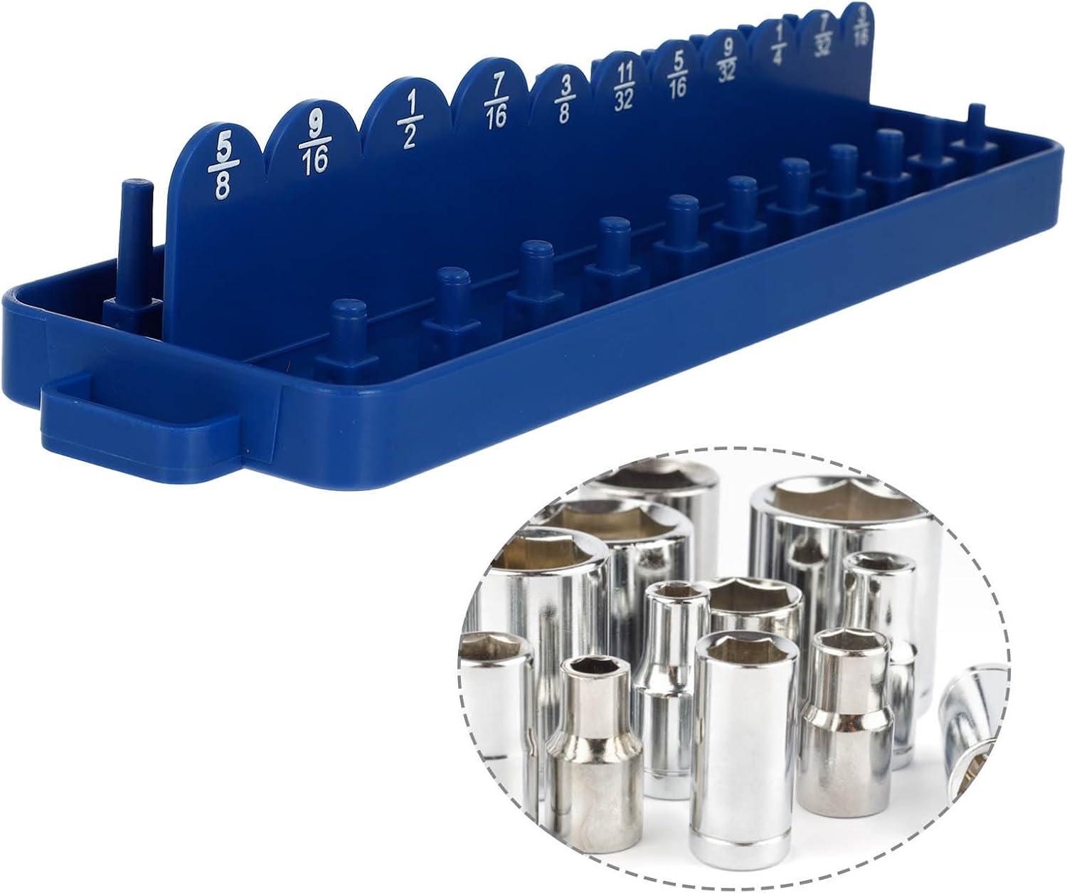  ULTECHNOVO Organisateur De Douilles Pour Clés En Pp Léger Bleu, Support De Rangement Sans Bavures Pour Atelier Mécanique Et Garage