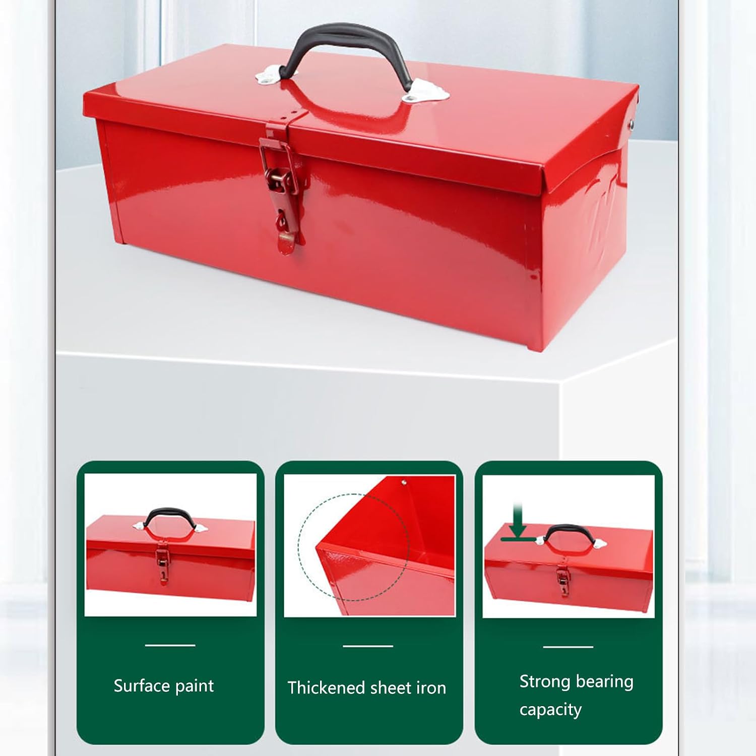  Boîte à Outils Portable En Métal Avec Poignée Robuste Adaptée Pour Garage, Camion Et Camping