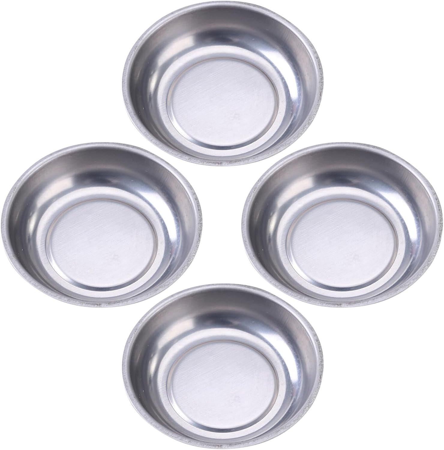  VALICLUD Lot De 4 Plateaux Magnétiques Ronds En Acier Inoxydable 7,6 Cm, Bol Porte-pièces Compact Antirouille, Utilisable Pour Vis Et Petits Outils En Atelier Ou Bricolage