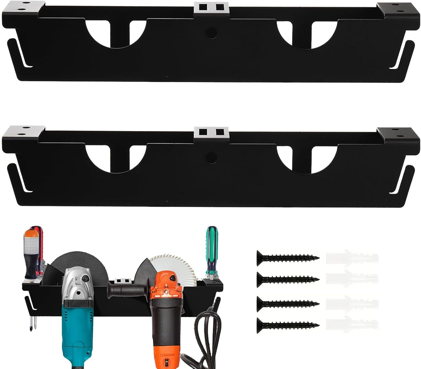  Support Pour Meuleuse - Porte-Outils Murale Pour Meuleuse D'Angle Et Autres Outils,Avec 2 Crochets Pour Câble Et Organisateur à 2 Emplacements Pour Électriques Tournevis Polisseuse