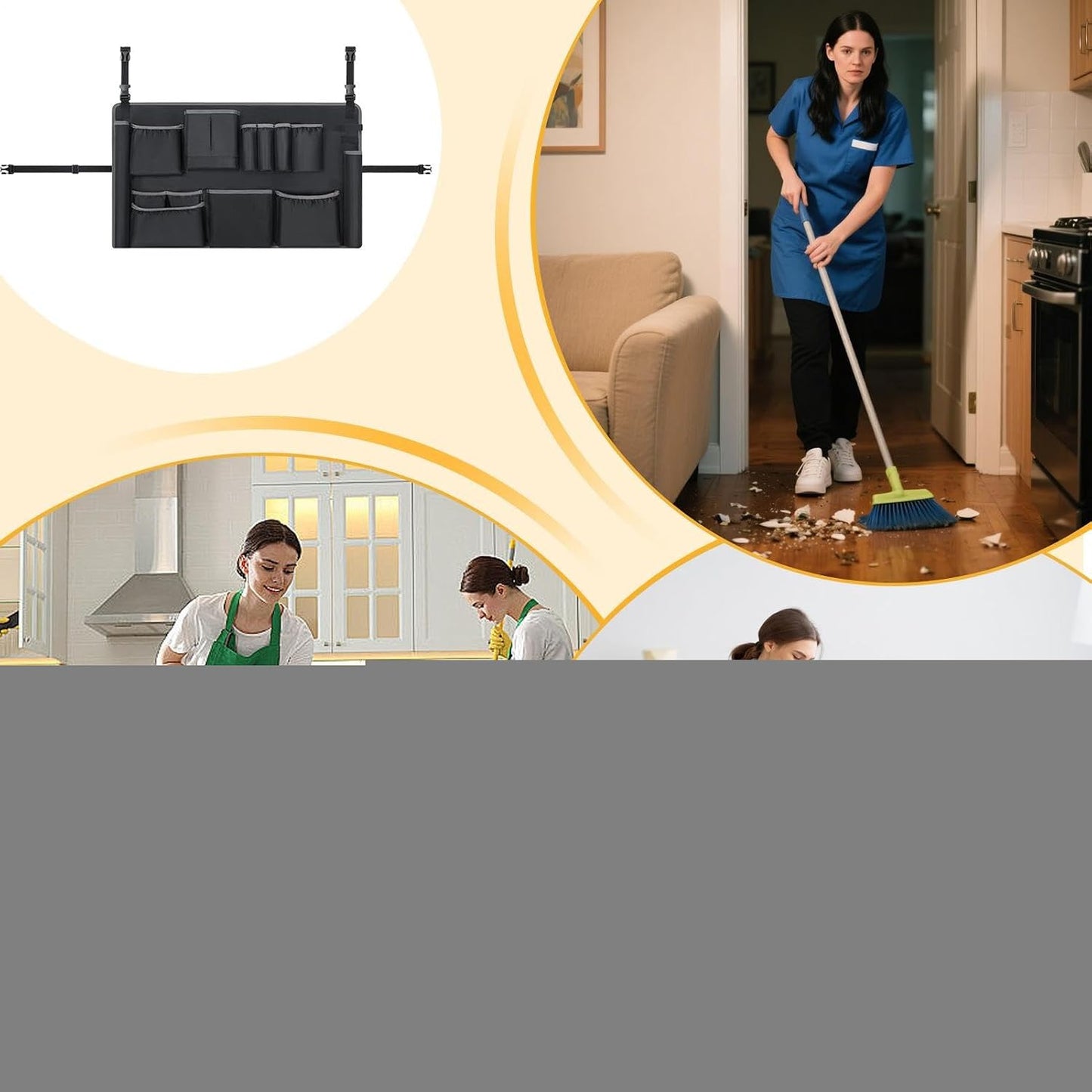  Sac Porte-Outils De Nettoyage,Sac Organisateur Pour Poubelle Industrielle Avec 13 Poches - Fournitures Organisation Outils Ménage Pour Plage École Atelier Supermarché