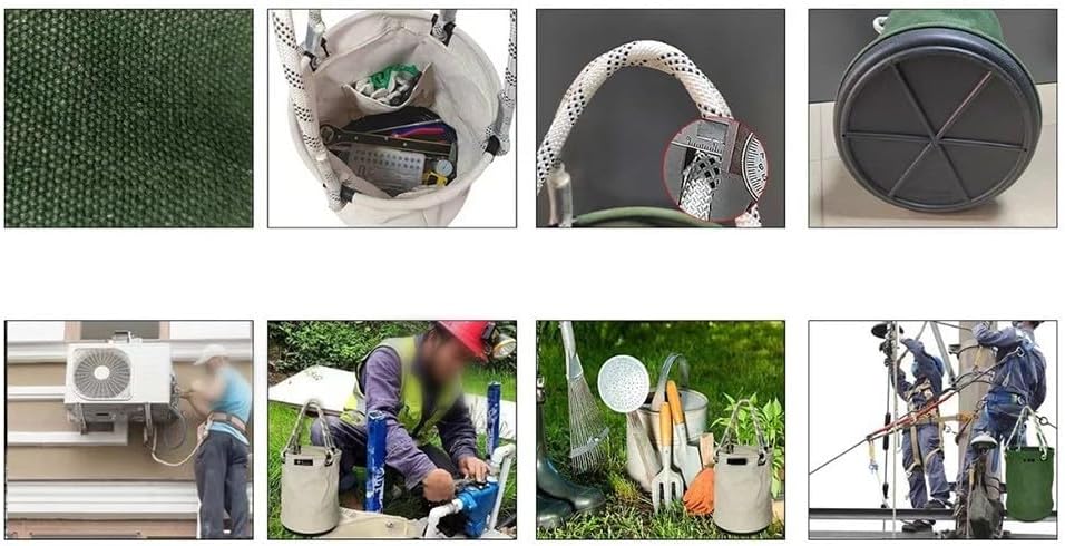  Seau Utilitaire En Toile Renforcée Avec Fond En Plastique Rigide Conçu Pour Les électriciens, Les Jardiniers Et Le Rangement D'outils D'atelier (vert)