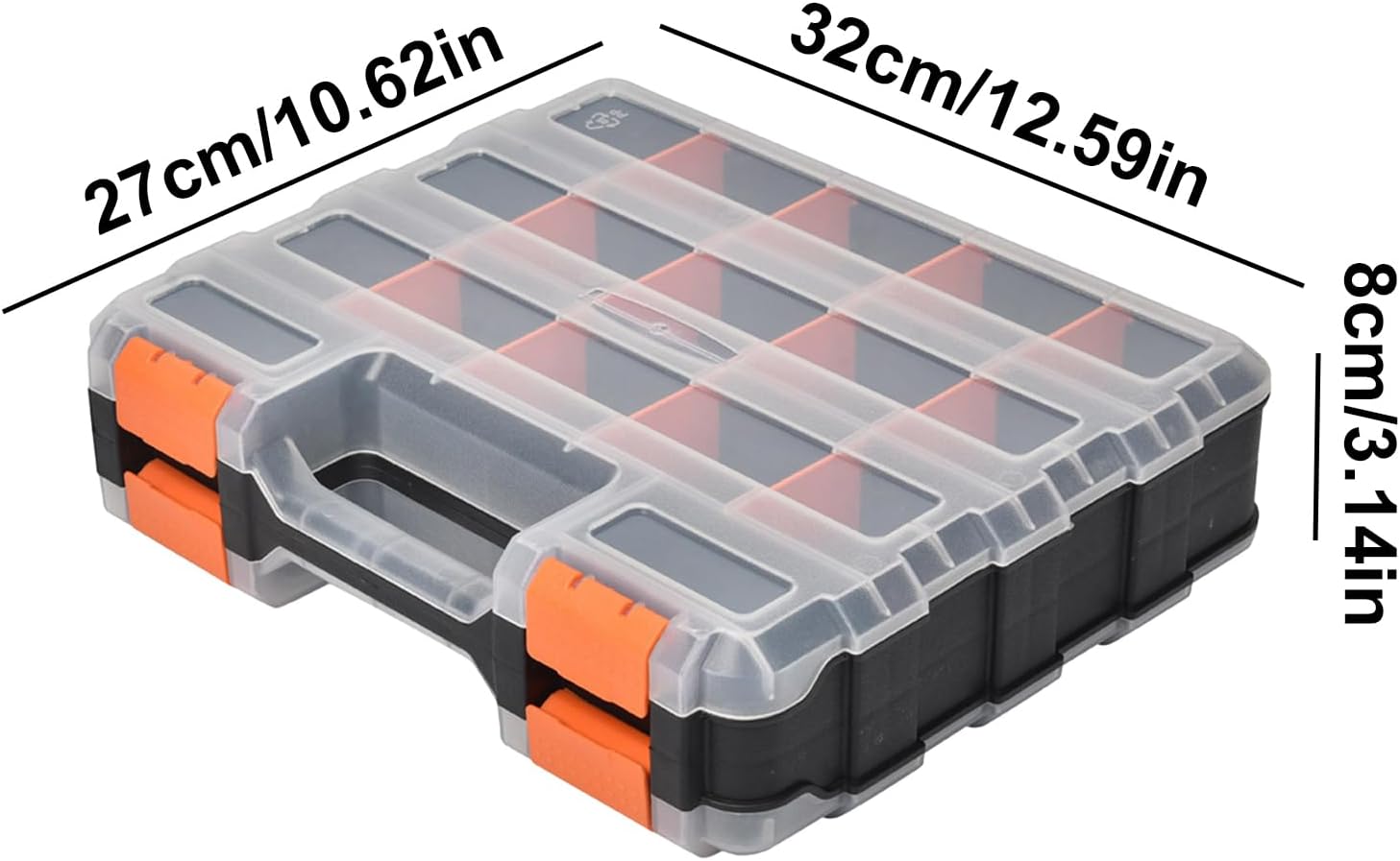 GENERIC Organiseur De Petites Pièces, Organiseur à Vis, 32,6 X 27,6 X 8,9 Cm, Boîte Double Face à 34 Compartiments, étui De Rangement Portable Pour Fixations, Boulons, écrous, Perles, Artisanat, Outils Et