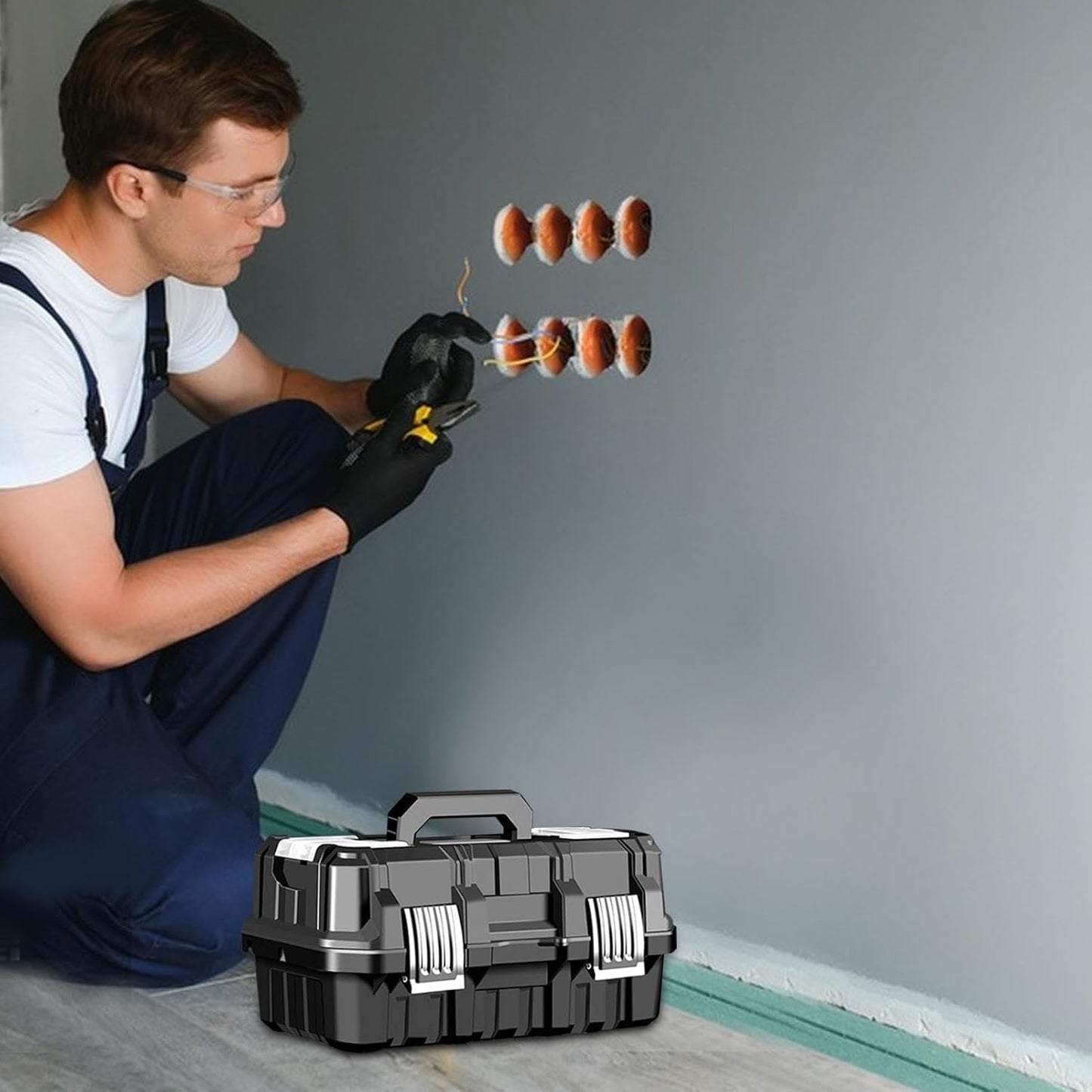  Boîte De Rangement De Matériel,boîte De Rangement D'outils | Stockage D'outils Matériels Imperméables Pliables à 3 Couches | Solution De Stockage Multifonctionnelle De Grande Capacité Avec Boucle En A