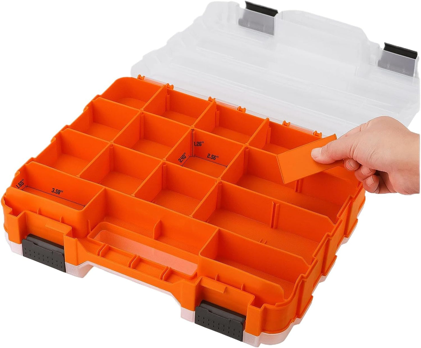  Boîte De Rangement D'Outils - Organisation Portative Double Face Avec 34 Compartiments - Coffret De Stockage Pour Mèches Boulons Écrous Avec Couvercle - Pour Vis Écrous Boulons Forets Électronique Per