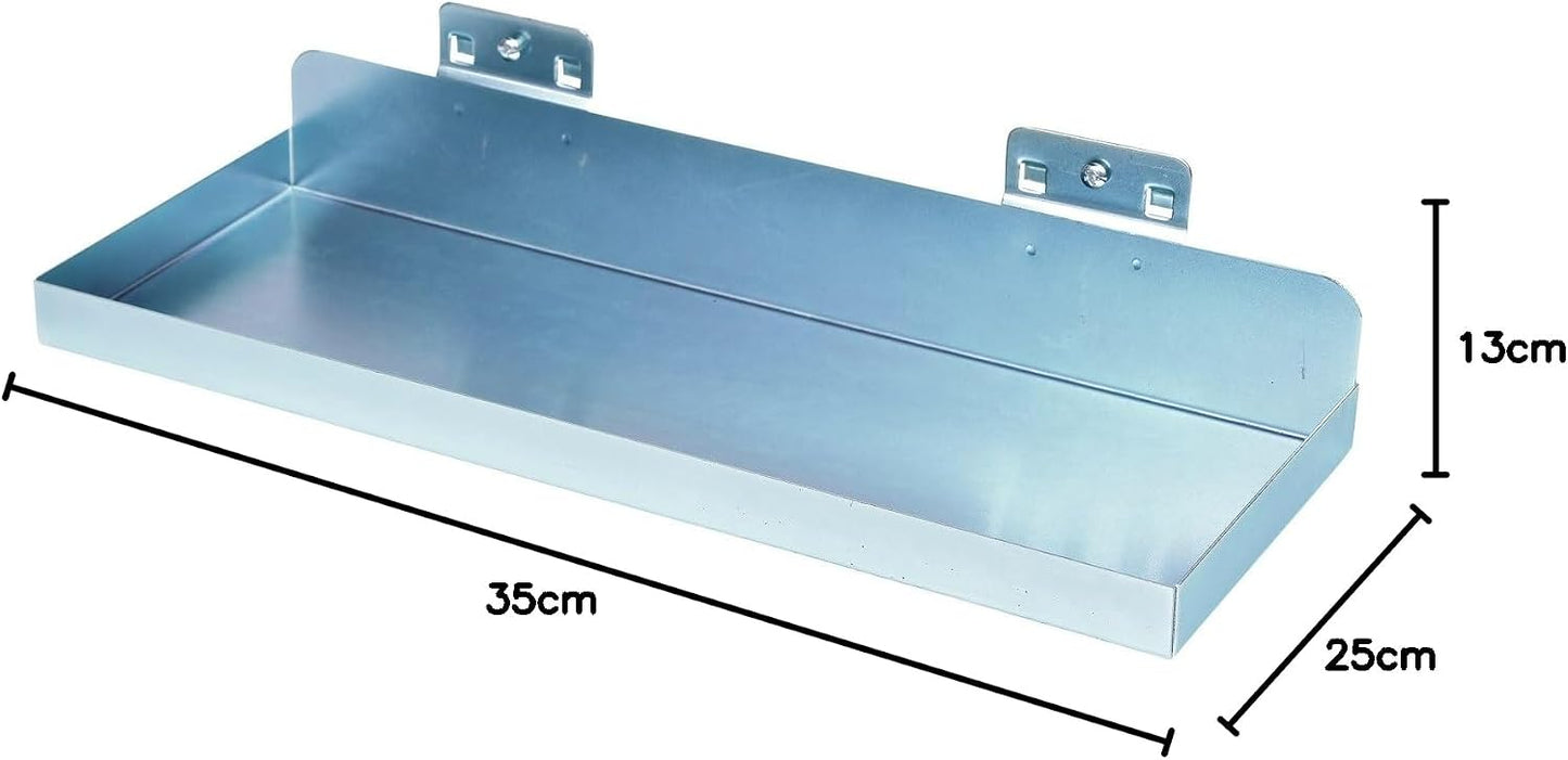  KS TOOLS 860.0857 - Support Bac De Rangement - 350x125 Mm - Vis De Fixation Inclus - Epaisseur Du Plateau 1,5 Mm - Zingué. Gris