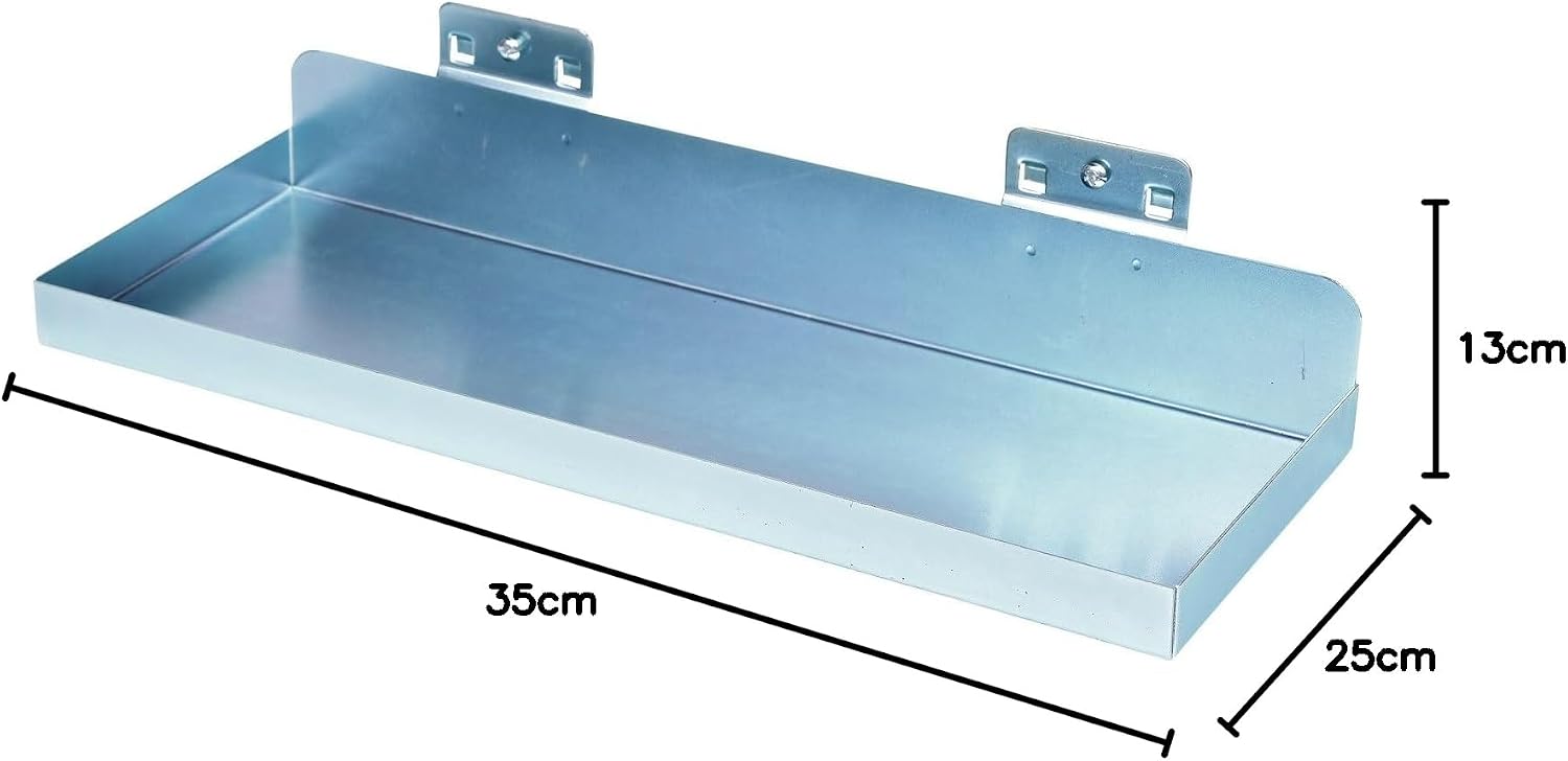  KS TOOLS 860.0857 - Support Bac De Rangement - 350x125 Mm - Vis De Fixation Inclus - Epaisseur Du Plateau 1,5 Mm - Zingué. Gris