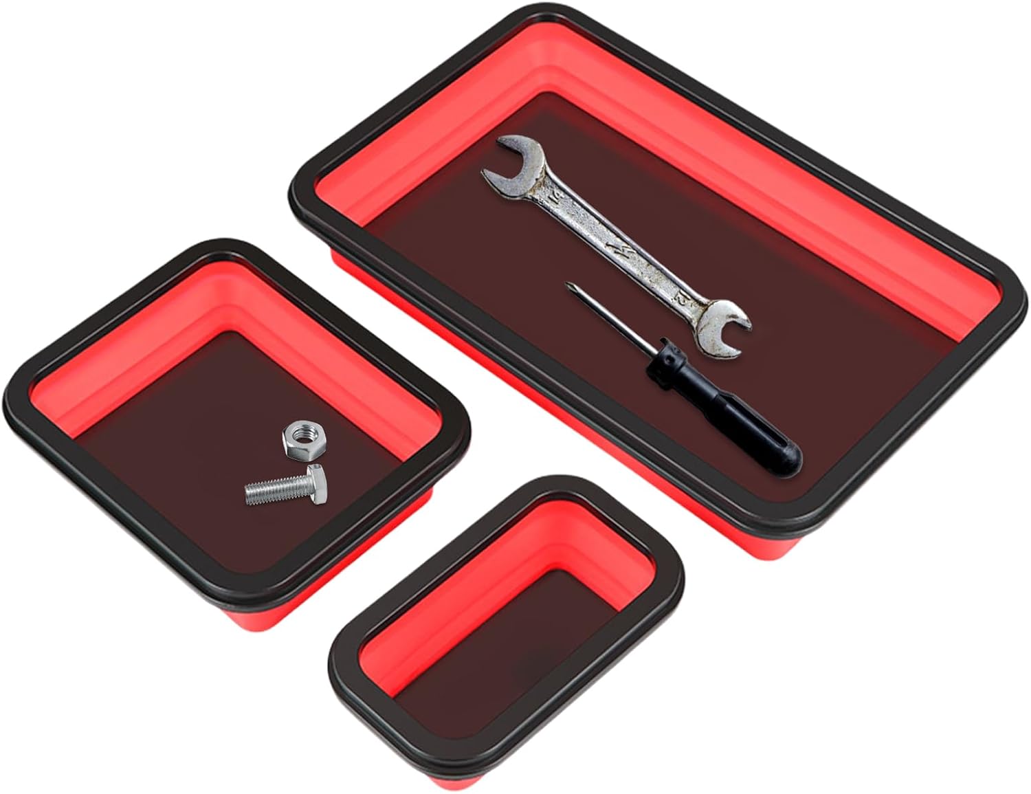  Plateau Magnétique Pour Outils | Ensemble De 3 Bacs De Rangement Magnétiques Pour Mécanique - Organisation D'outils Magnétique Pour Le Tri De Vis Et Écrous