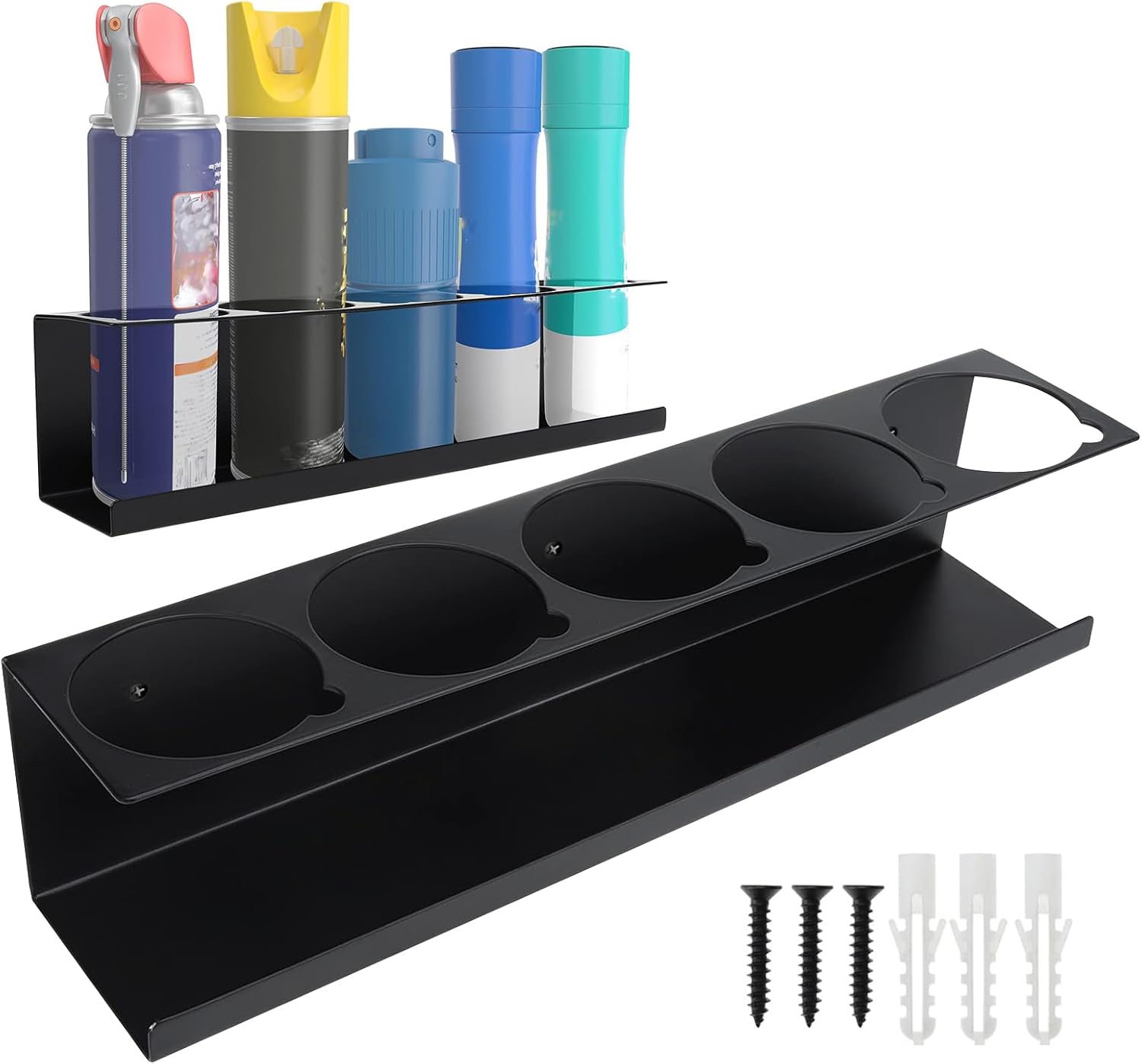 GENERIC Organiseur De Peinture En Aérosol, Support De Lubrifiant, Construction En Acier Robuste, Support Mural, Garage Atelier, 42 X 9 X 10 Cm, Noir, 1 Pièce