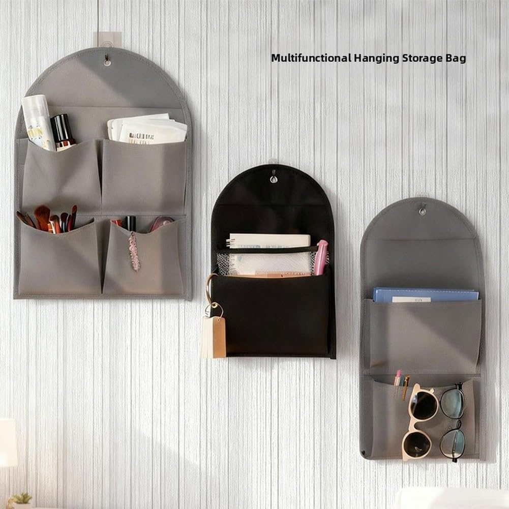  Sac De Rangement Mural à Suspendre Pour Clés, Cosmétiques, Bijoux Avec Plusieurs Poches En Tissu Non Tissé Pour Dortoir, Cuisine, Salon, Chambre à Coucher, Porte, Armoire, Placard, Gris 34 X 22 Cm