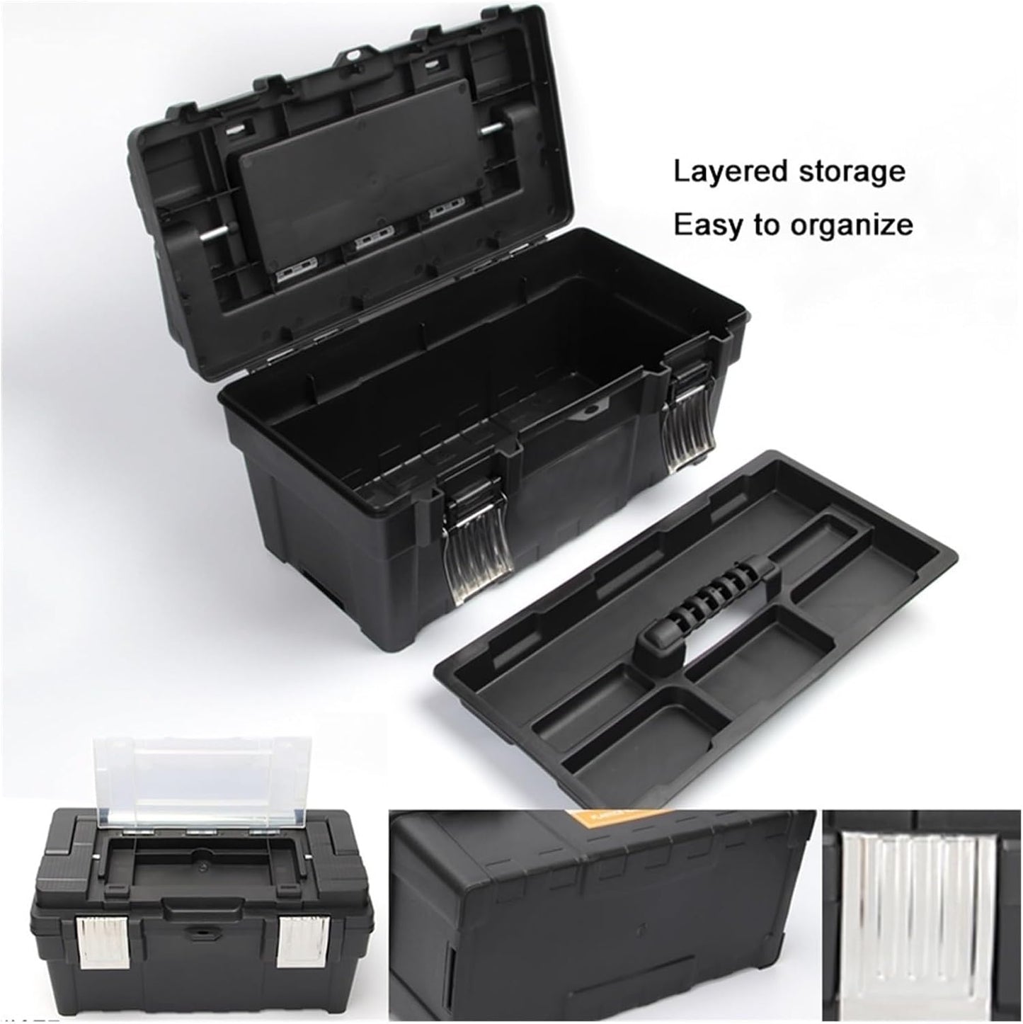  Coffret à Outils Boîte De Rangement Polyvalente En Alliage à Longue Poignée, Boîte Outils Domestique Double Portable Plastique(Petit)