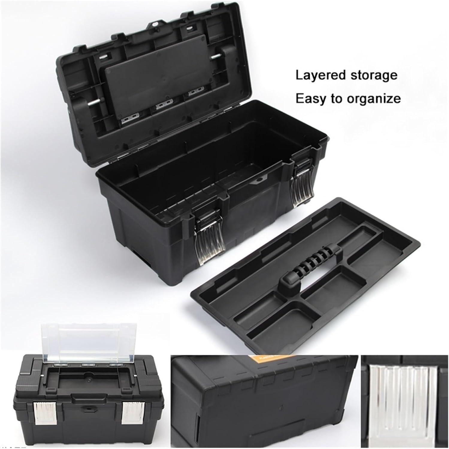  Coffret à Outils Boîte De Rangement Polyvalente En Alliage à Longue Poignée, Boîte Outils Domestique Double Portable Plastique(Petit)