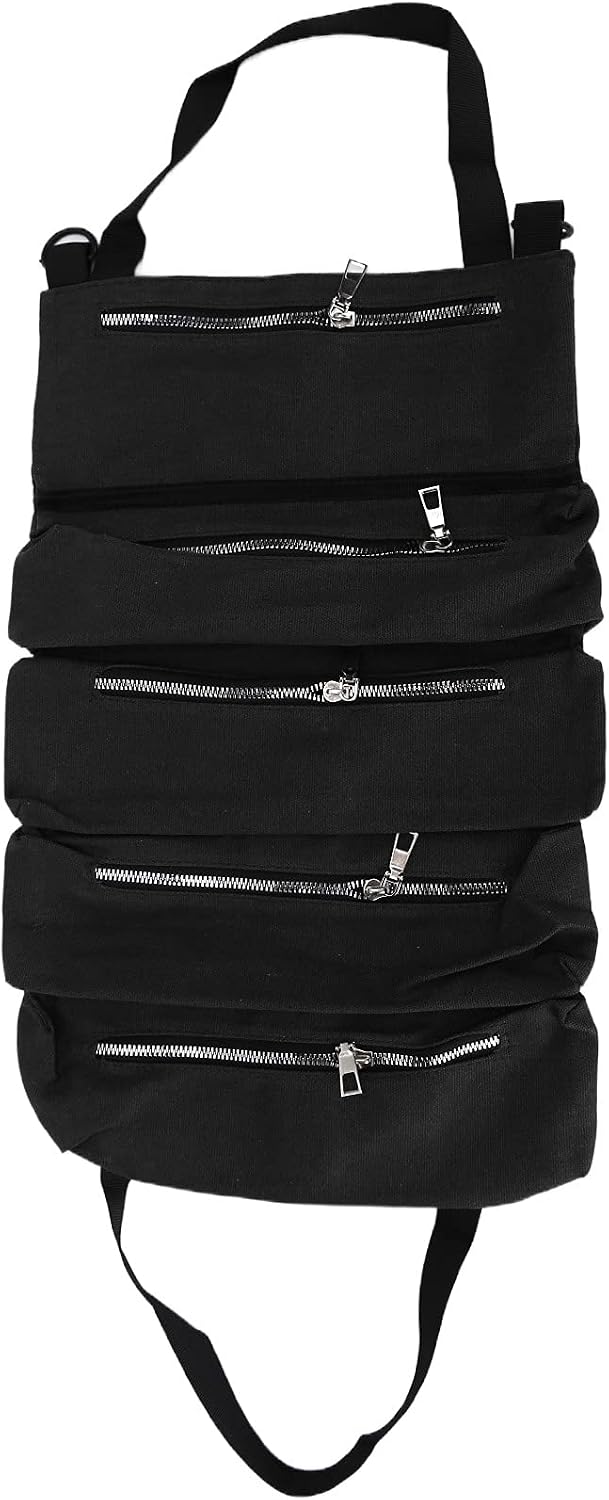  Cocoarm Sac à Outils En Toile, Mallette à Outils Pliable En Toile Avec Fermeture à Glissière, Rangement Enroulable De Grande Capacité, Sangles De Suspension, Conception Légère Pour Un Usage (Kaki)
