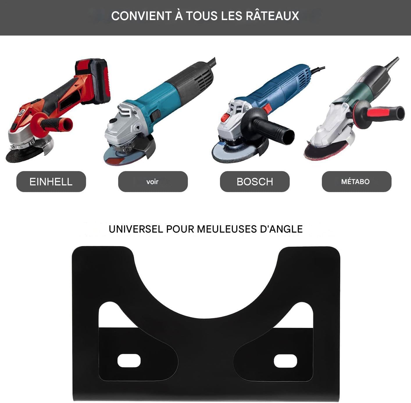  Générique Porte-Meuleuse Murale - Support Mural Pour La Meuleuse D'Angle | Organisateur En Fer Robustes Pour Outils Électriques Atelier Bricolage