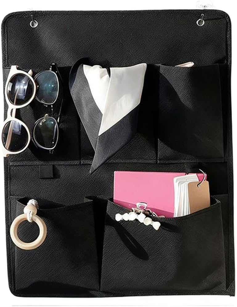  Sac De Rangement Mural à Suspendre Pour Clés, Cosmétiques, Bijoux Avec Plusieurs Poches En Tissu Non Tissé Pour Dortoir, Cuisine, Salon, Chambre à Coucher, Porte, Armoire, Placard, Gris 34 X 22 Cm