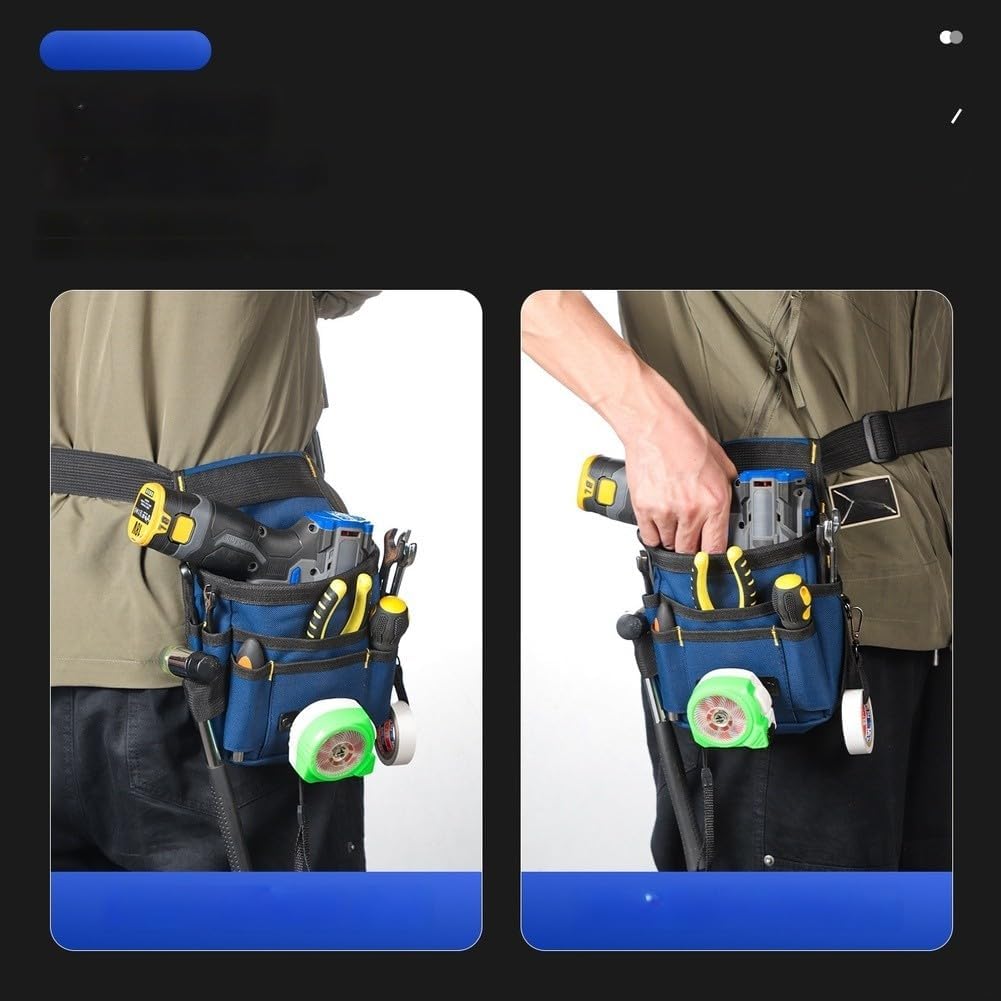  Sac Banane Multifonction En Toile Avec Compartiments Organisés Pour électriciens Et Plombiers Avec Ajustement Réglable Noir Taille L